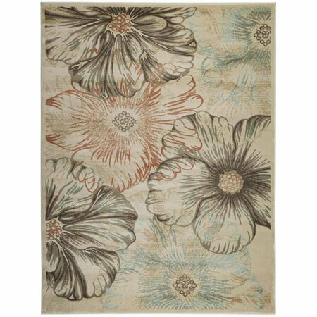 AURIC 3809-0030-CREAM Garda Rectangular Floral Rugs - Cream - 3 ft. 3 in. x 4 ft. 11 in. AU3714596